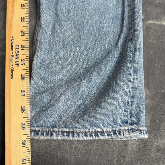 American Eagle SUPER HIGH-RISE BAGGY STRAIGHT Jeans Women’s Size 6 Blue Strigid - Picture 3 of 11